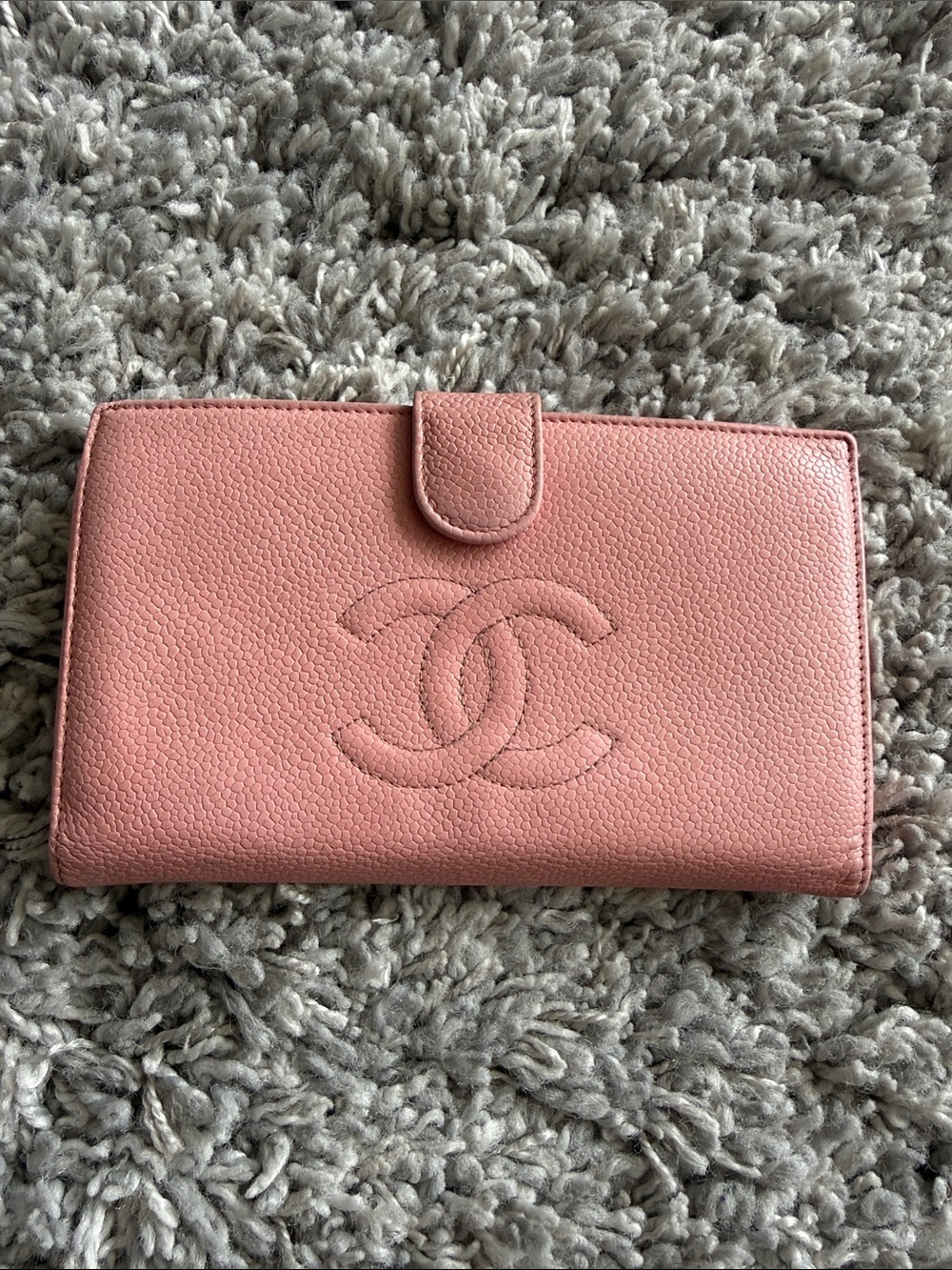 CHANEL Pink Quilted CC Logo Leather Wallet